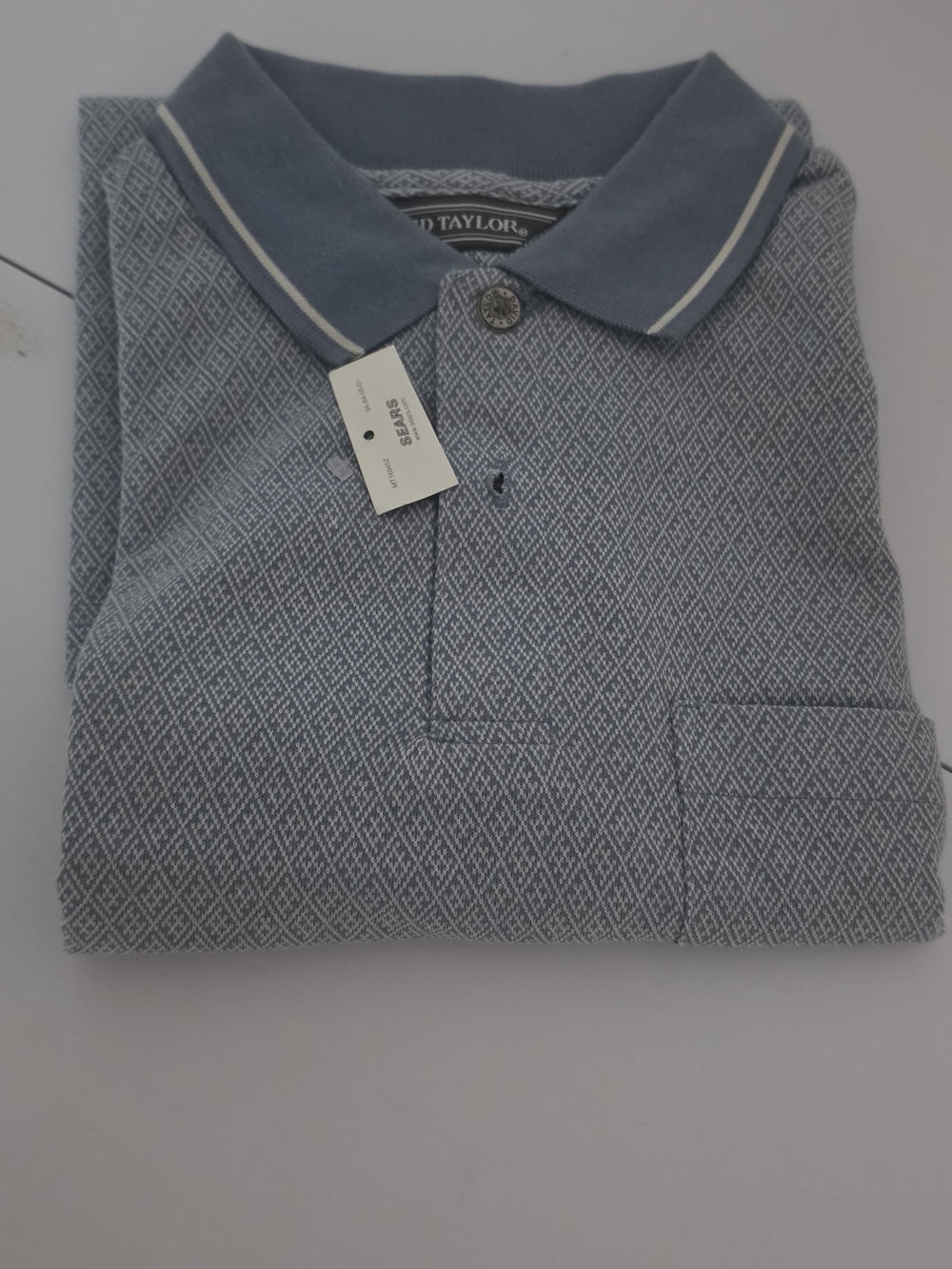 David Taylor Men's Polo in Dusty Blue with Contrast Trim